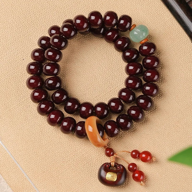 Old Natural Bodhi Root Beads 2 Layers Bracelet for Women Men Buddhist Buddha Mala Prayer Wood Hand Reduce Pressure Jewelry