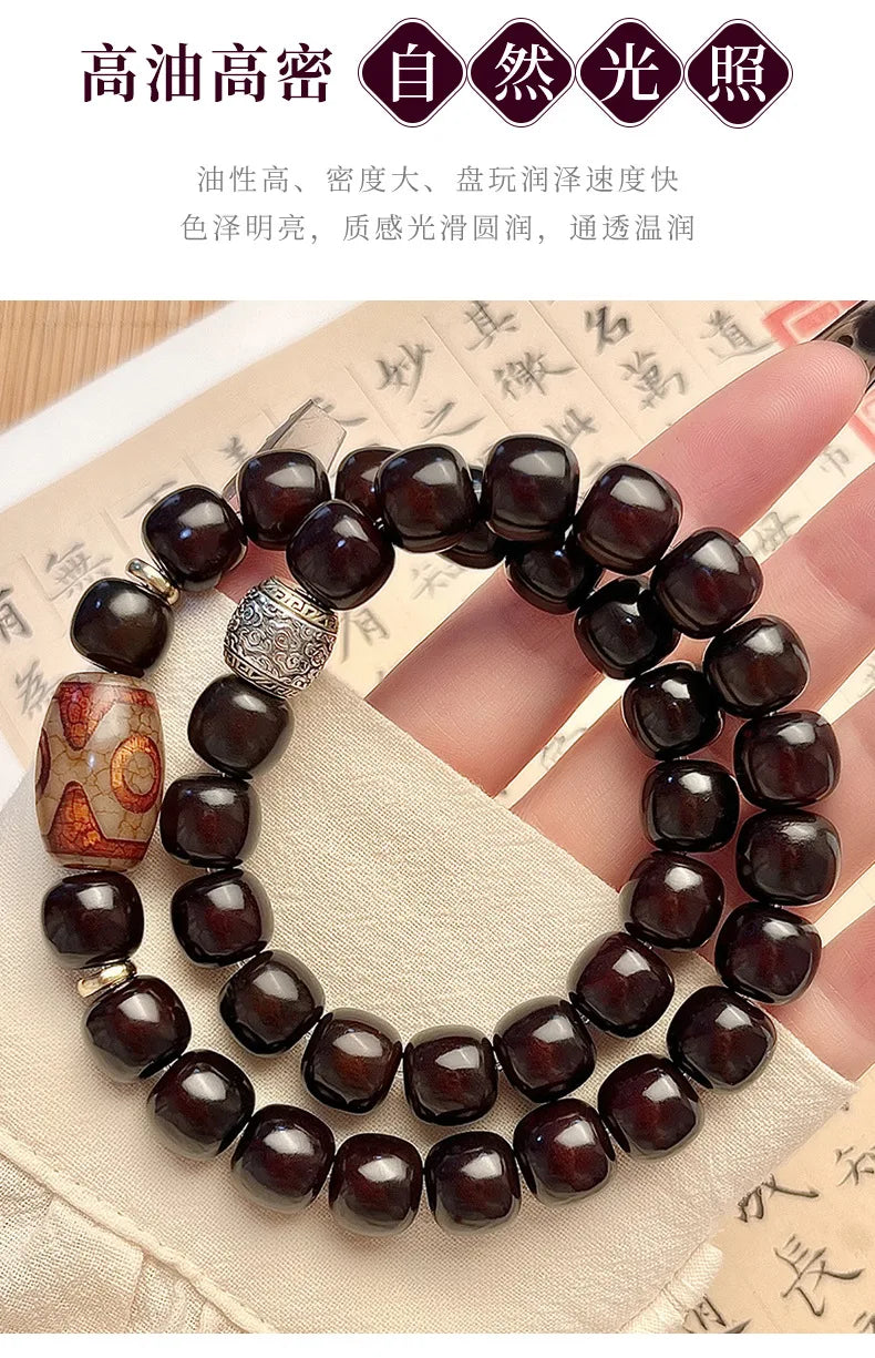 Old Natural Bodhi Root Beads 2 Layers Bracelet for Women Men Buddhist Buddha Mala Prayer Wood Hand Reduce Pressure Jewelry