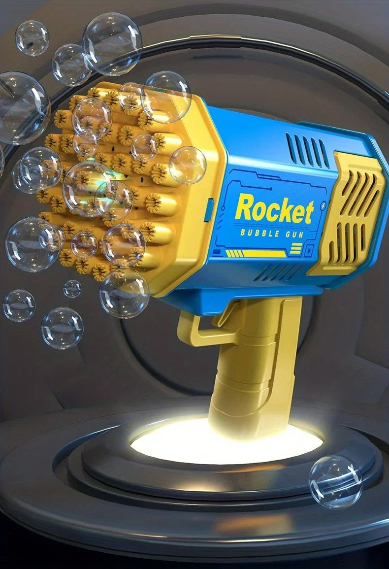 40-Hole Automatic Bubble Gun - Electric LED Light Up Toy for Kids, Handheld Bubble Machine Without Battery & Bubble Water