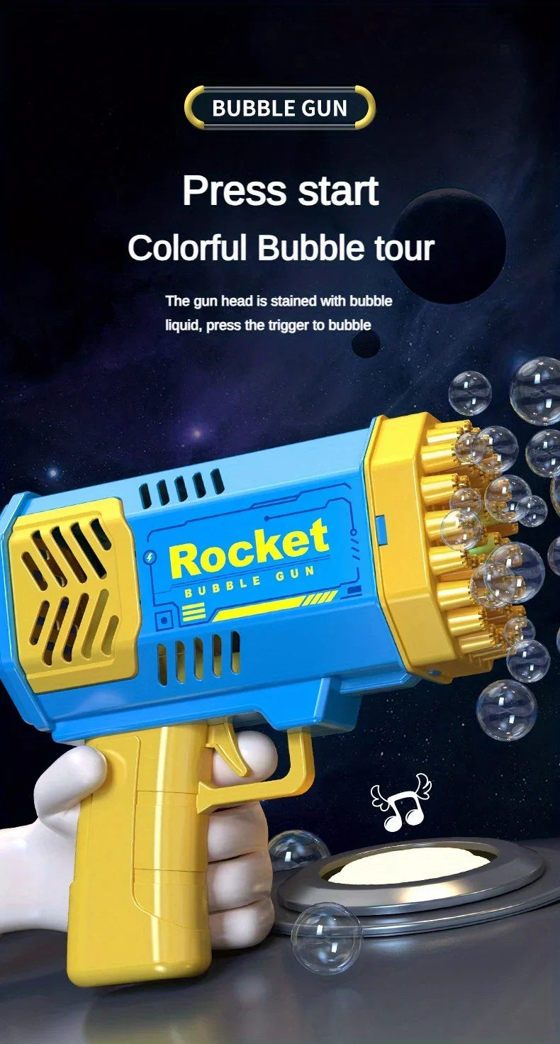 40-Hole Automatic Bubble Gun - Electric LED Light Up Toy for Kids, Handheld Bubble Machine Without Battery & Bubble Water