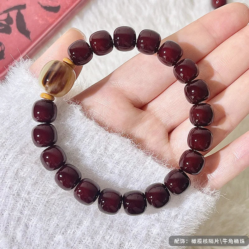 Old Natural Bodhi Root Beads 2 Layers Bracelet for Women Men Buddhist Buddha Mala Prayer Wood Hand Reduce Pressure Jewelry