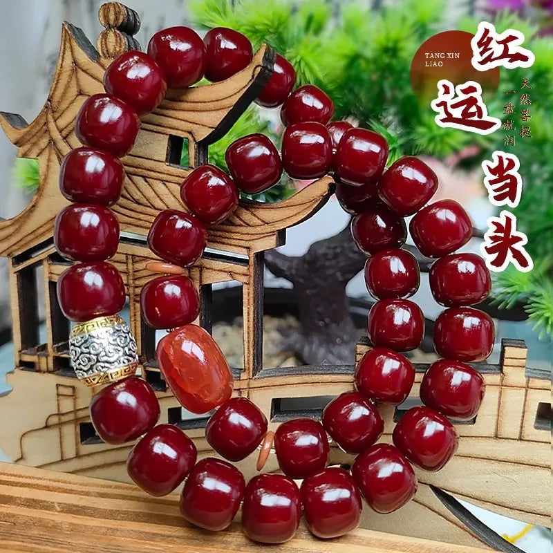 Old Natural Bodhi Root Beads 2 Layers Bracelet for Women Men Buddhist Buddha Mala Prayer Wood Hand Reduce Pressure Jewelry