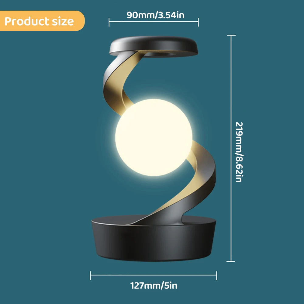LED 360° Rotating Night Light With Wireless Charger Cordless Desk Lamp Rechargeable LED Levitating Night Light For Living Room