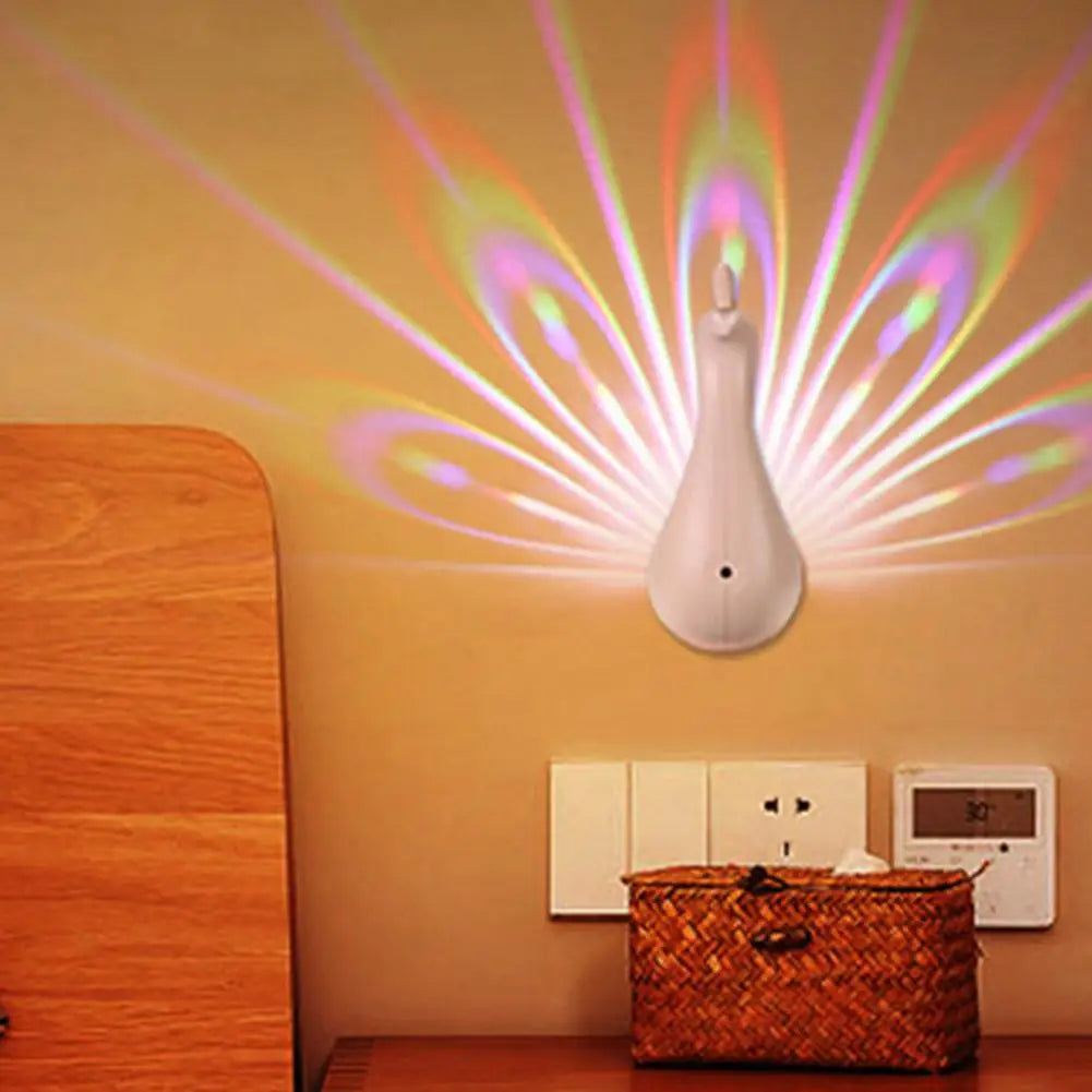 Peacock Projector Lamp Remote Control Night Light Bedside Colorful Atmosphere Light Creative Wall-mounted 9 modes Christmas Gift