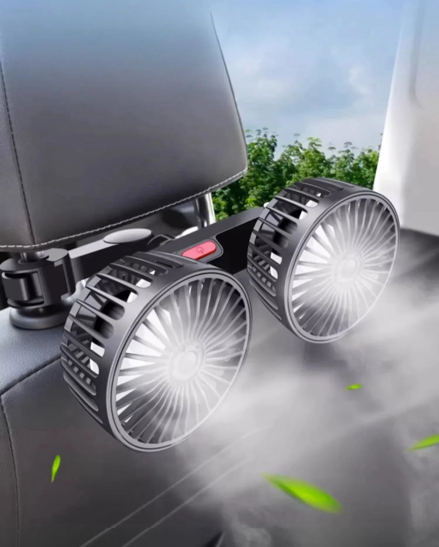 Car Seat Back Cooling Fan USB Charge Dual Head Fan 360 Degree Rotation Portable Cooler 3-Speed Super Wind Car Accessories