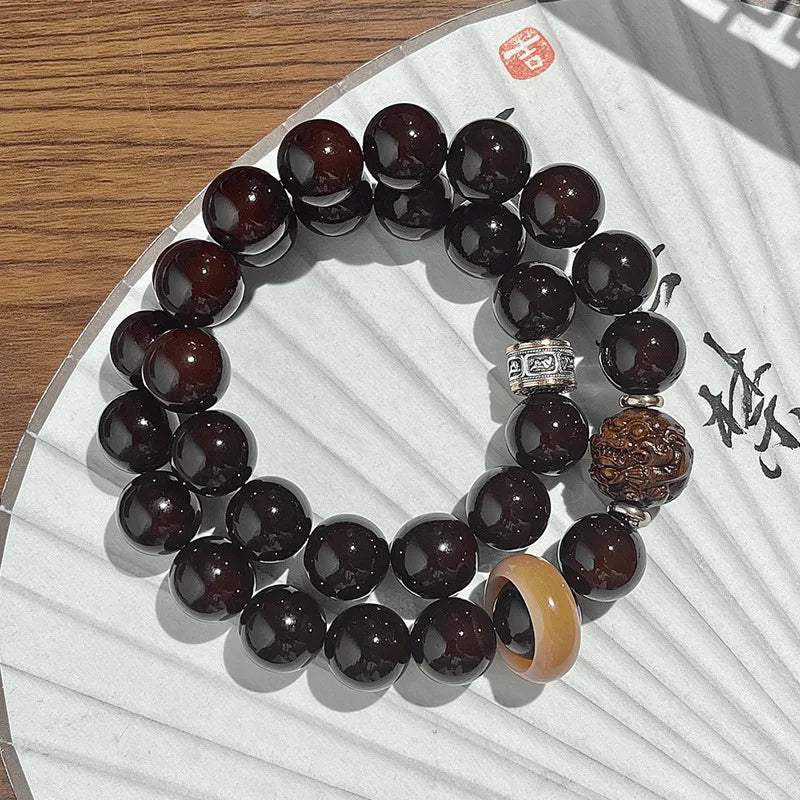 Old Natural Bodhi Root Beads 2 Layers Bracelet for Women Men Buddhist Buddha Mala Prayer Wood Hand Reduce Pressure Jewelry