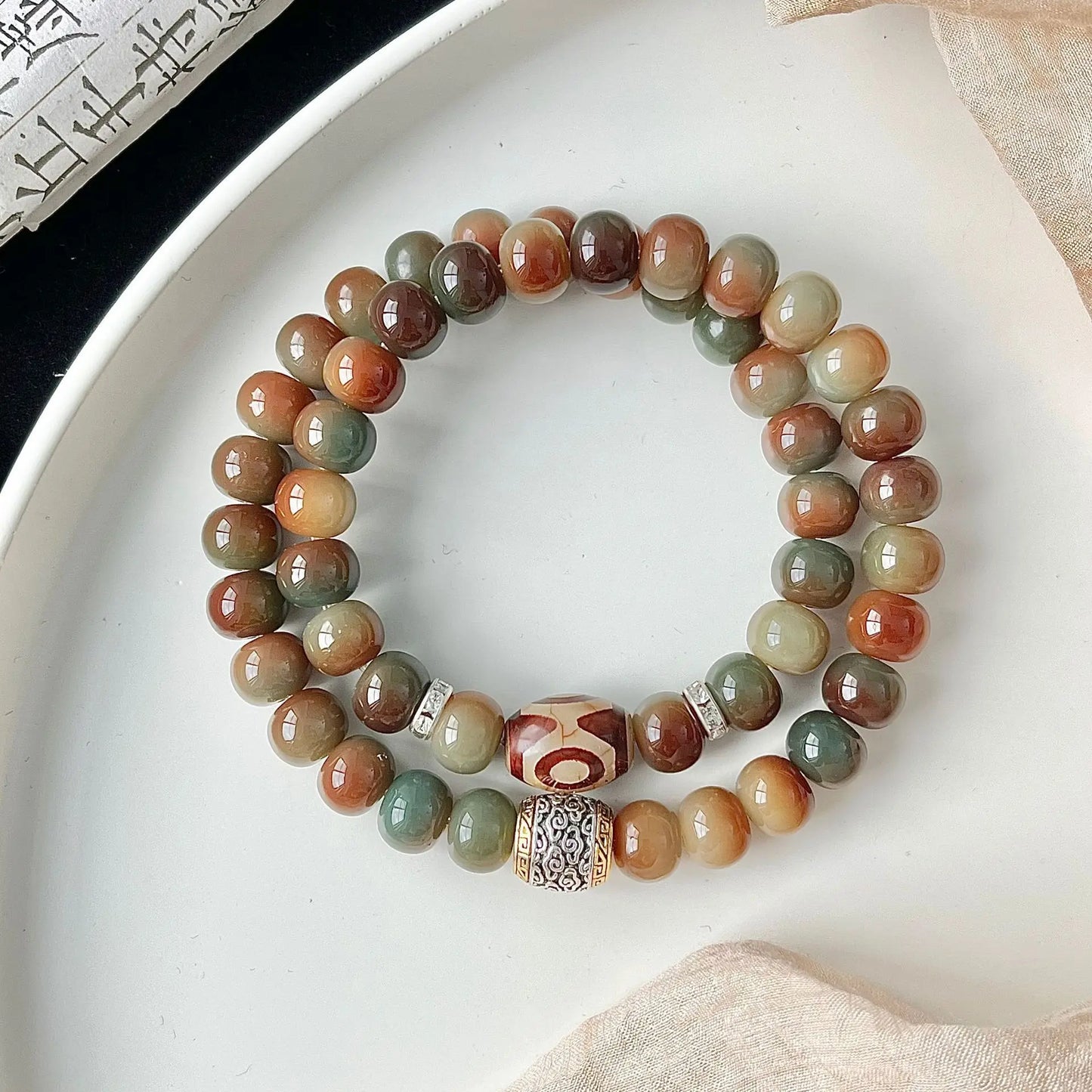 Old Natural Bodhi Root Beads 2 Layers Bracelet for Women Men Buddhist Buddha Mala Prayer Wood Hand Reduce Pressure Jewelry