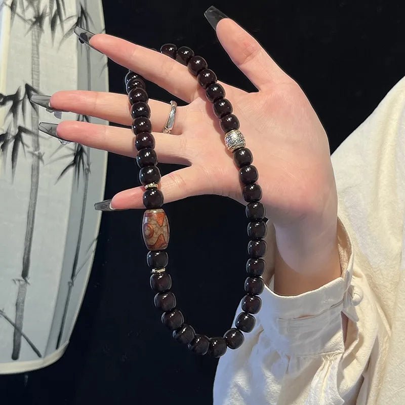 Old Natural Bodhi Root Beads 2 Layers Bracelet for Women Men Buddhist Buddha Mala Prayer Wood Hand Reduce Pressure Jewelry