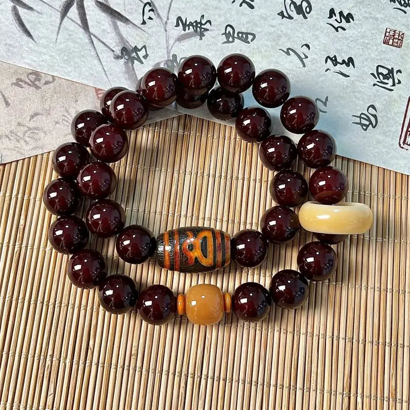Old Natural Bodhi Root Beads 2 Layers Bracelet for Women Men Buddhist Buddha Mala Prayer Wood Hand Reduce Pressure Jewelry