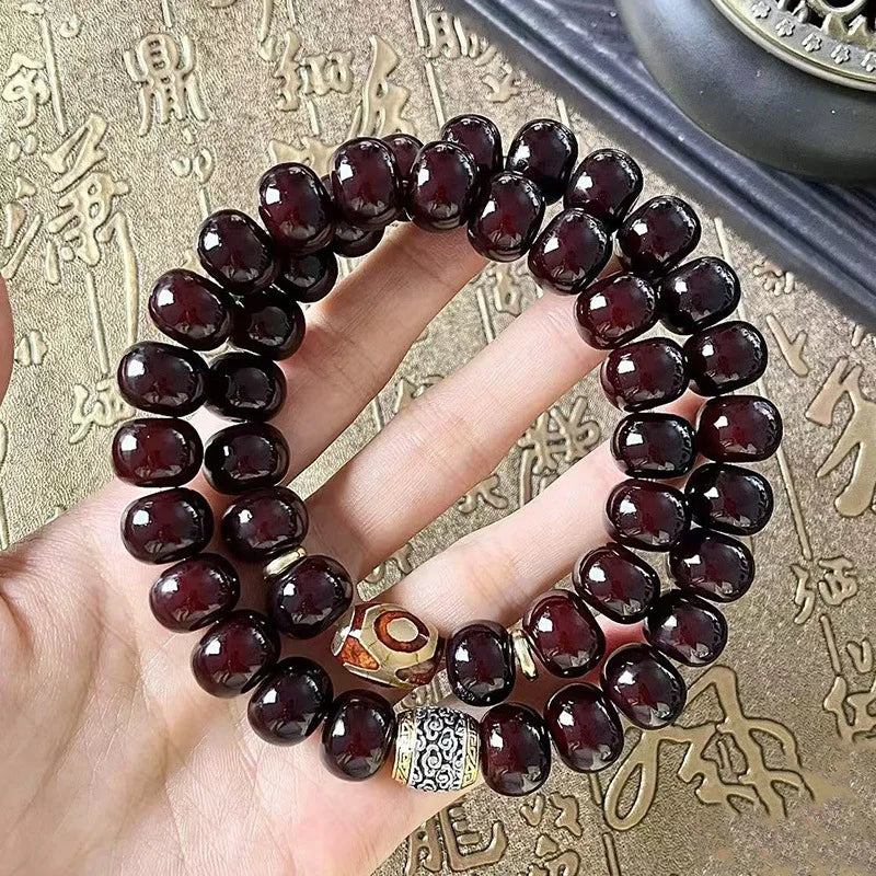 Old Natural Bodhi Root Beads 2 Layers Bracelet for Women Men Buddhist Buddha Mala Prayer Wood Hand Reduce Pressure Jewelry