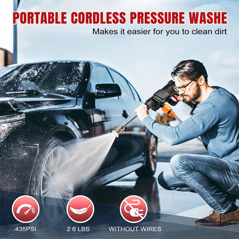 48Hv 30Bar Cordless High Pressure Car Washer Spray Water Gun 10000mAh Lithium Battery Household Electric Car Wash Machine