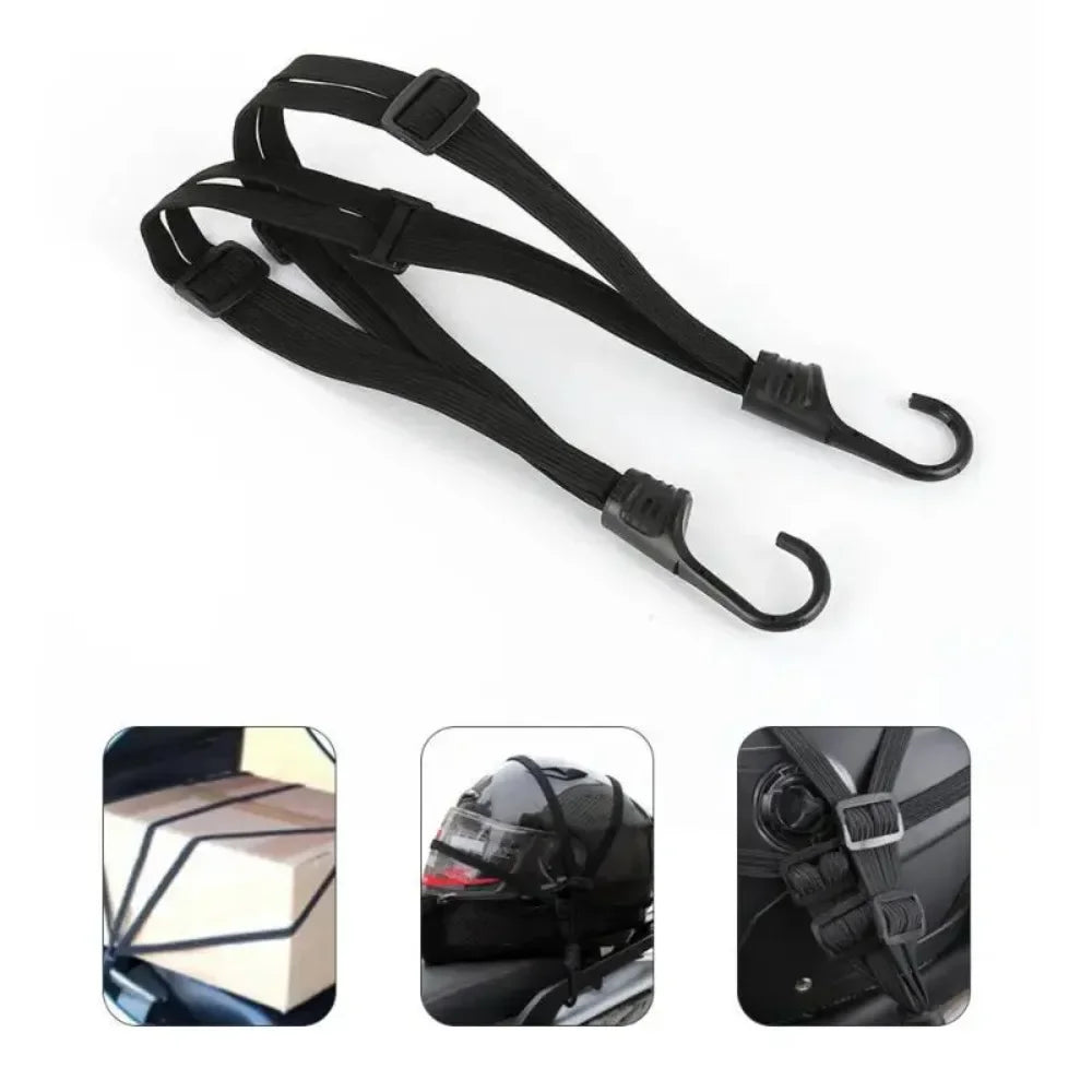 Dual-Size Motorcycle Helmet Strap (24"/90cm) - Retractable Bungee Cord with 2 Hooks for Luggage/Bike/Camping