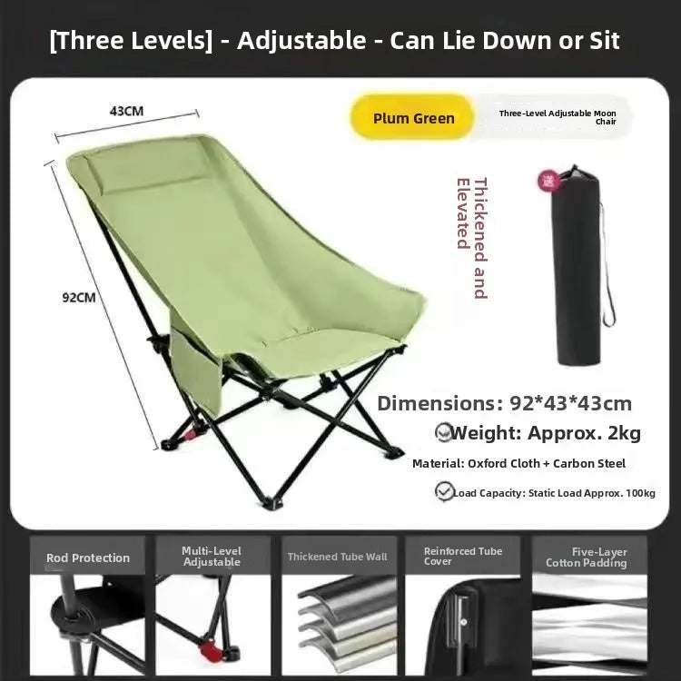 Outdoor Adjustable High Ba Moon Chair Folding Chair Convenient Storage Fiing Chair Beach Chair Cam Equipment