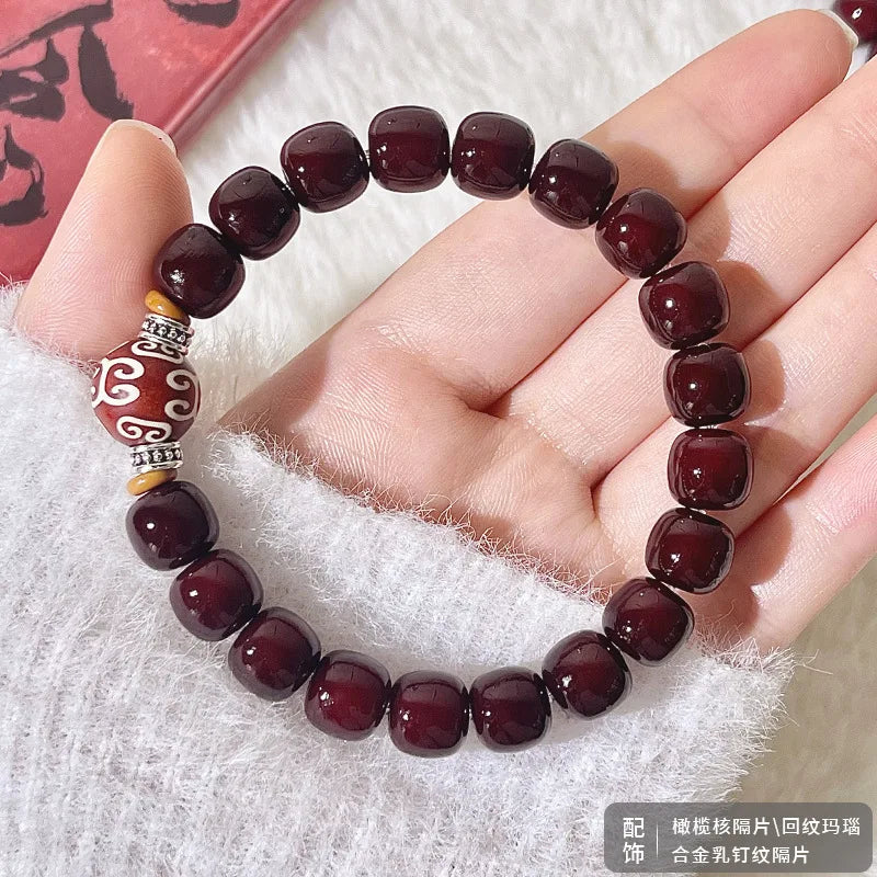 Old Natural Bodhi Root Beads 2 Layers Bracelet for Women Men Buddhist Buddha Mala Prayer Wood Hand Reduce Pressure Jewelry
