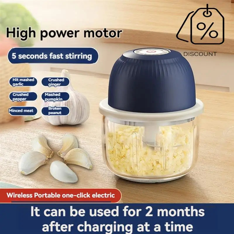 Electric Garlic Chopper Food Chopper Cordless Mini Garlic Gadgets Onion Garlic Veg Cutter Garlic Press Crusher-AT30