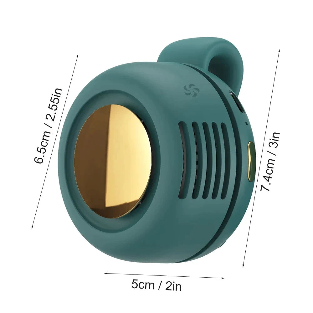 Portable Silent Mini Bladeless Electric Fan Adjustable 3-speed Suspended Waist Fans USB Rechargeable Rotating Boyfriend Gift