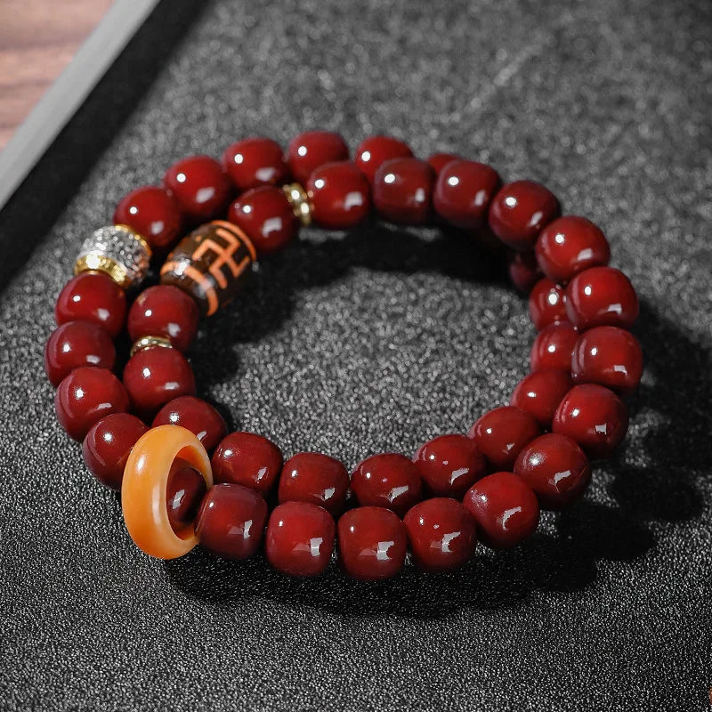 Old Natural Bodhi Root Beads 2 Layers Bracelet for Women Men Buddhist Buddha Mala Prayer Wood Hand Reduce Pressure Jewelry