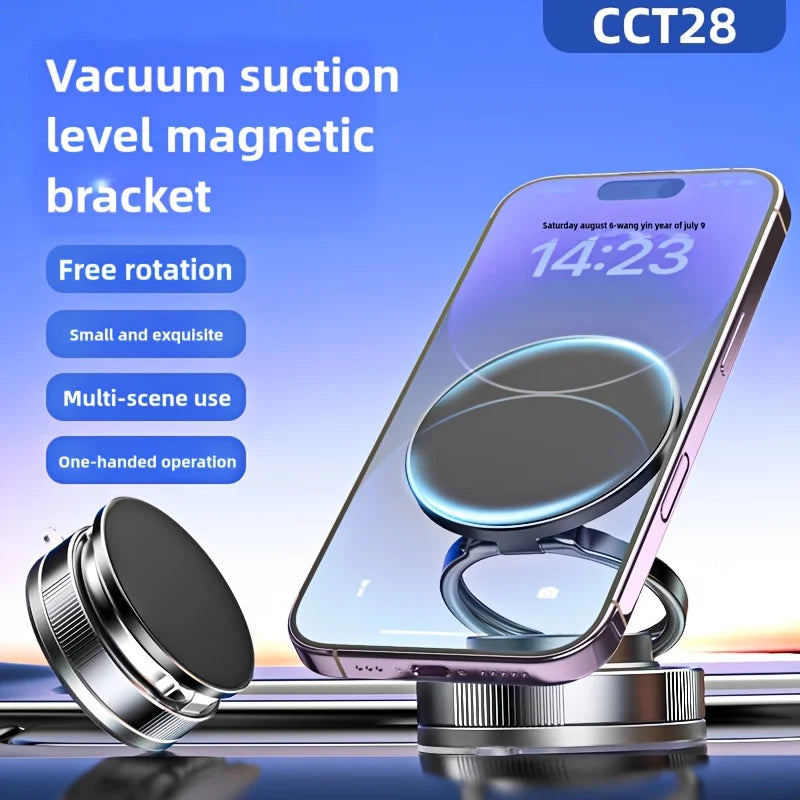 (2025 New Design) Compact Car mobile phone holder Magnetic Vacuum Suction Bracket for Phones 4.7-69 Inches – Rotatable, One