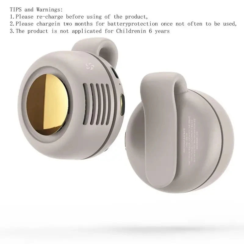Portable Silent Mini Bladeless Electric Fan Adjustable 3-speed Suspended Waist Fans USB Rechargeable Rotating Boyfriend Gift