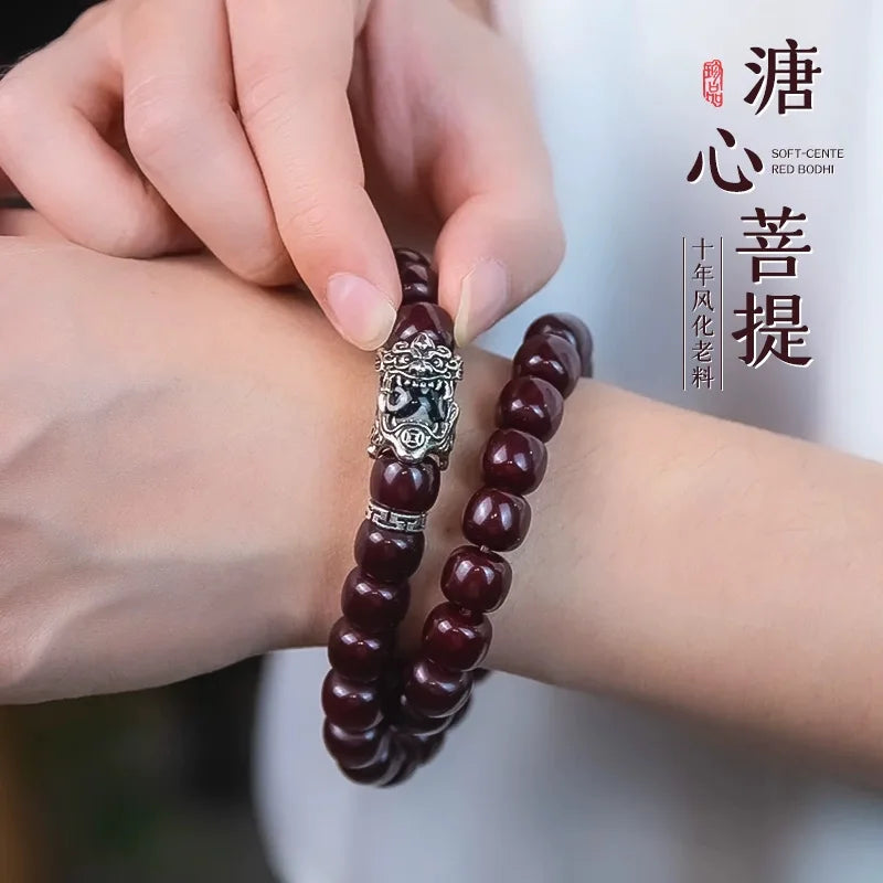 Old Natural Bodhi Root Beads 2 Layers Bracelet for Women Men Buddhist Buddha Mala Prayer Wood Hand Reduce Pressure Jewelry