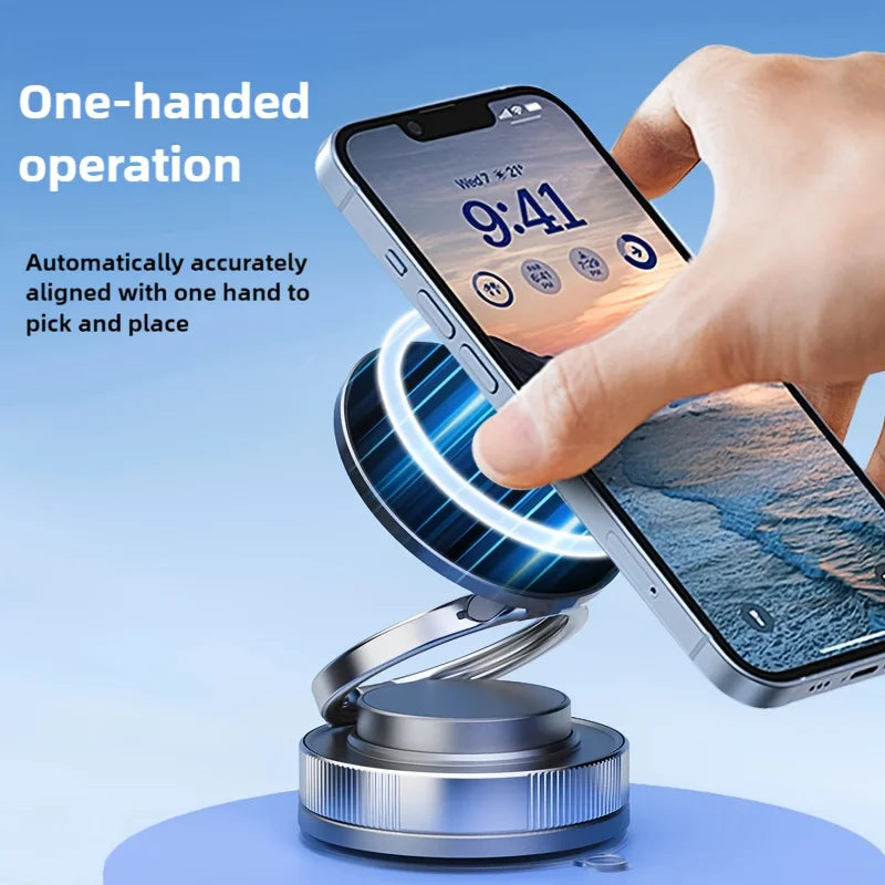 (2025 New Design) Compact Car mobile phone holder Magnetic Vacuum Suction Bracket for Phones 4.7-69 Inches – Rotatable, One