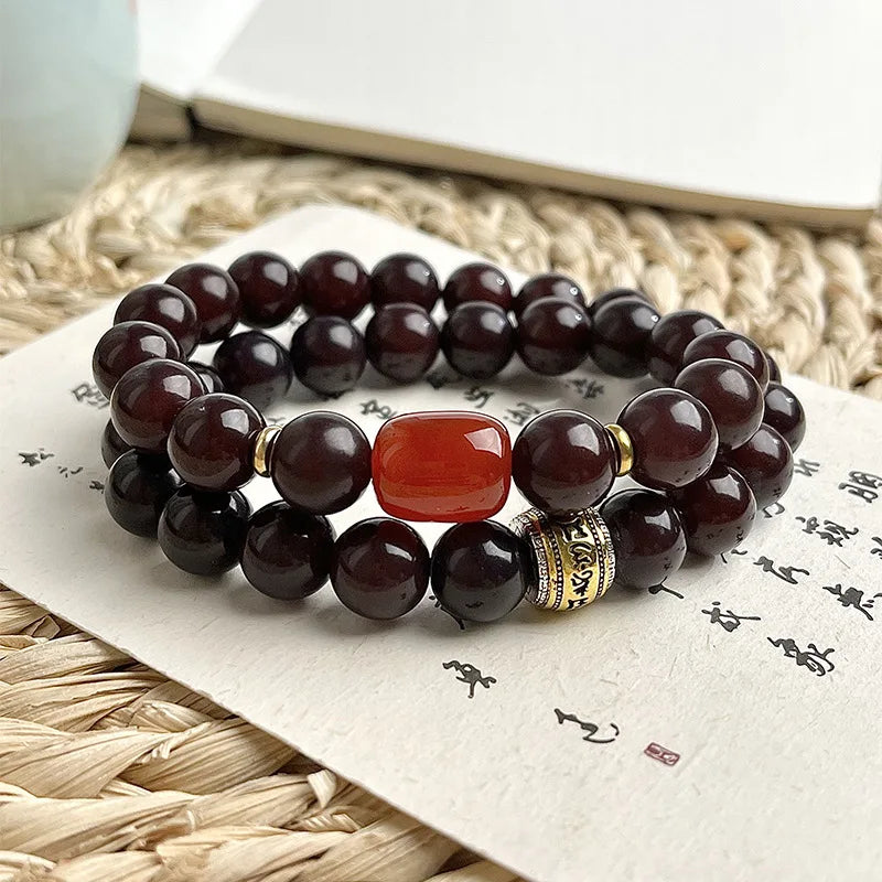 Old Natural Bodhi Root Beads 2 Layers Bracelet for Women Men Buddhist Buddha Mala Prayer Wood Hand Reduce Pressure Jewelry