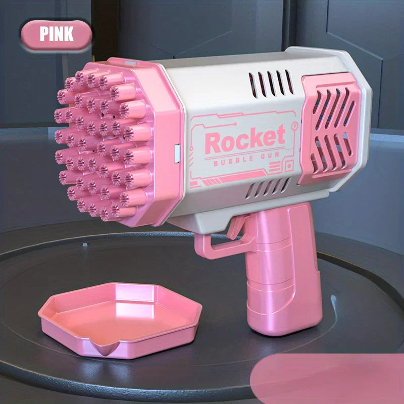 40-Hole Automatic Bubble Gun - Electric LED Light Up Toy for Kids, Handheld Bubble Machine Without Battery & Bubble Water