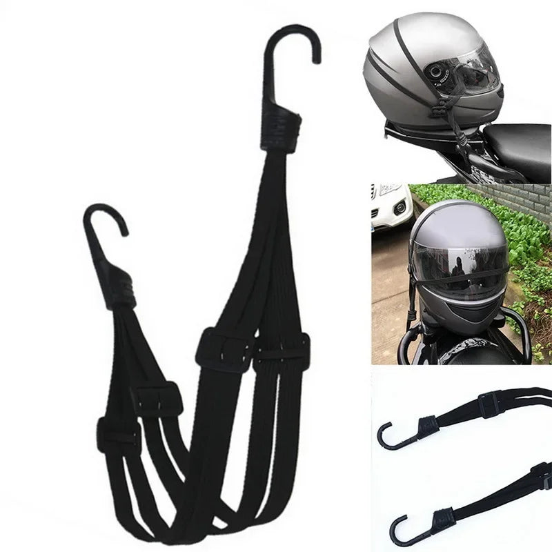 Dual-Size Motorcycle Helmet Strap (24"/90cm) - Retractable Bungee Cord with 2 Hooks for Luggage/Bike/Camping