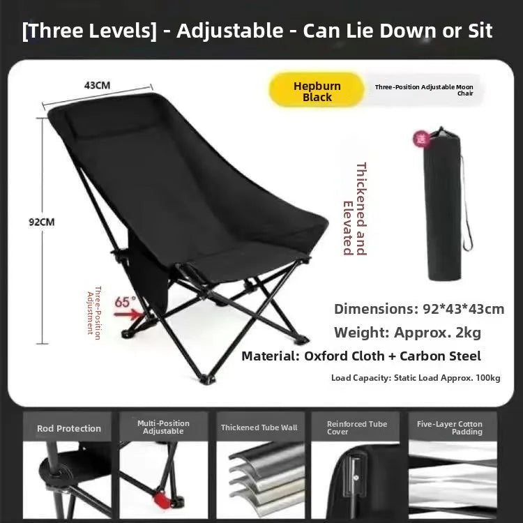 Outdoor Adjustable High Ba Moon Chair Folding Chair Convenient Storage Fiing Chair Beach Chair Cam Equipment