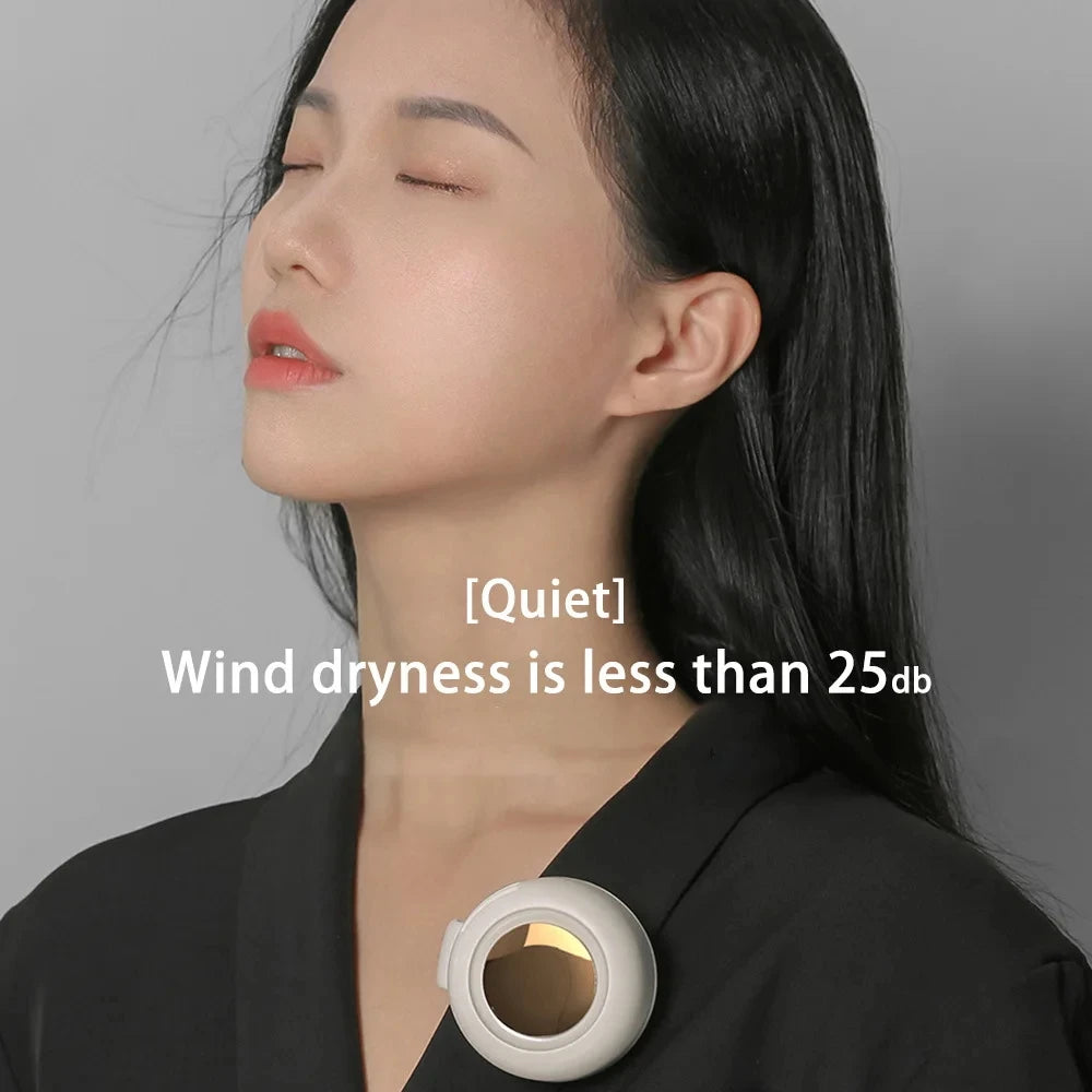 Portable Silent Mini Bladeless Electric Fan Adjustable 3-speed Suspended Waist Fans USB Rechargeable Rotating Boyfriend Gift