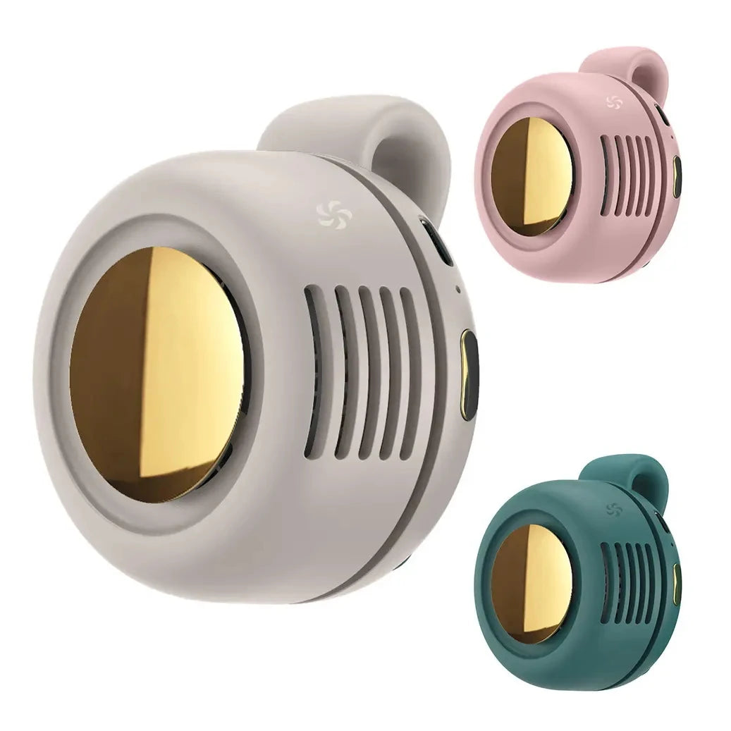 Portable Silent Mini Bladeless Electric Fan Adjustable 3-speed Suspended Waist Fans USB Rechargeable Rotating Boyfriend Gift