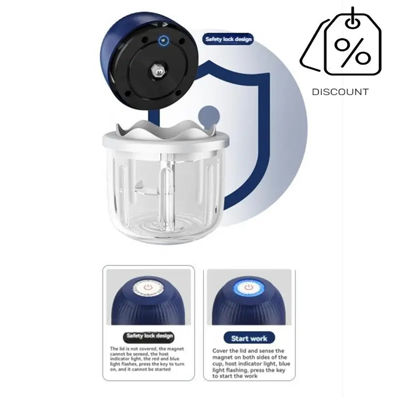 Electric Garlic Chopper Food Chopper Cordless Mini Garlic Gadgets Onion Garlic Veg Cutter Garlic Press Crusher-AT30
