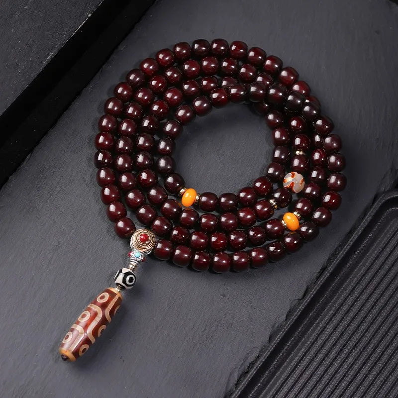 Old Natural Bodhi Root Beads 2 Layers Bracelet for Women Men Buddhist Buddha Mala Prayer Wood Hand Reduce Pressure Jewelry