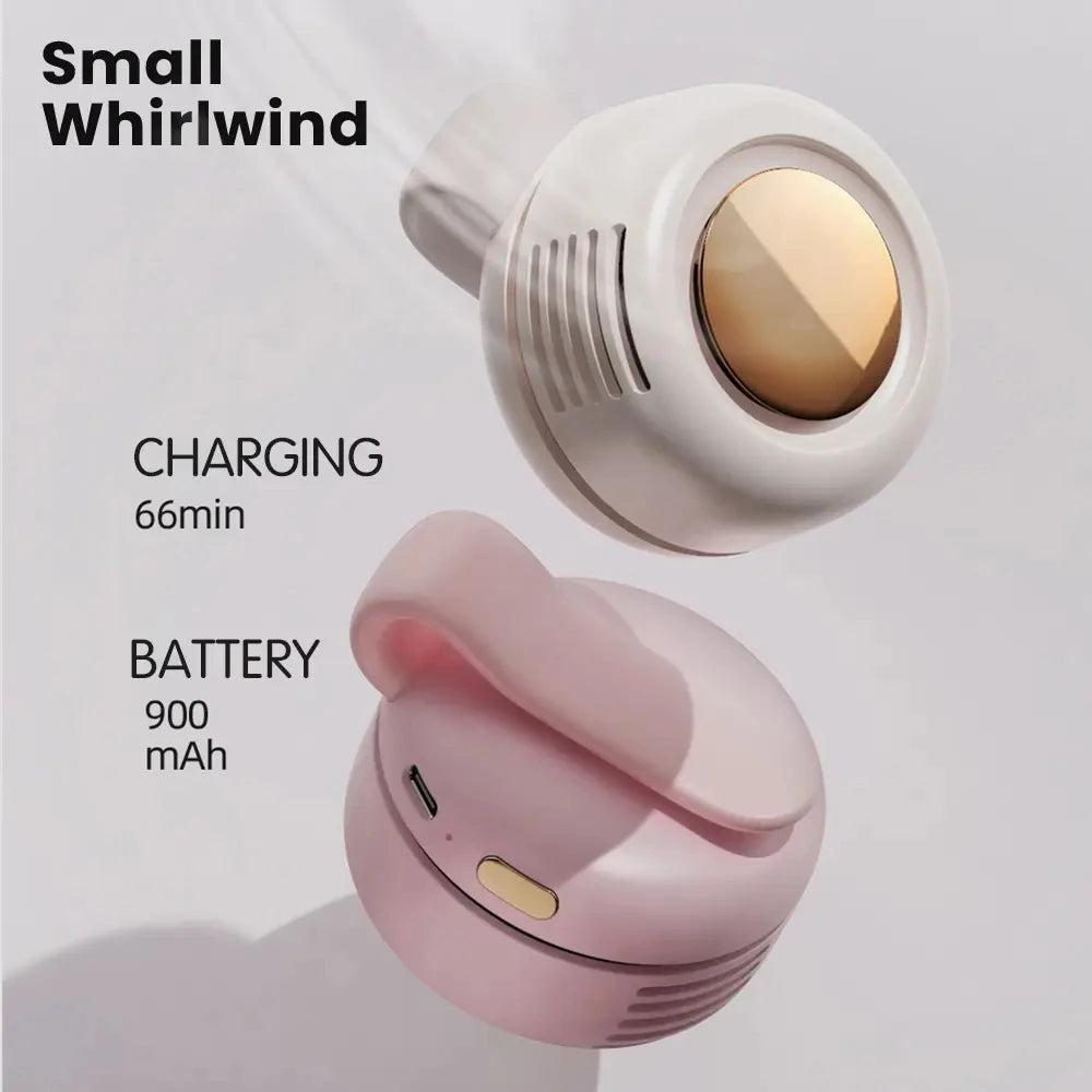 Portable Silent Mini Bladeless Electric Fan Adjustable 3-speed Suspended Waist Fans USB Rechargeable Rotating Boyfriend Gift