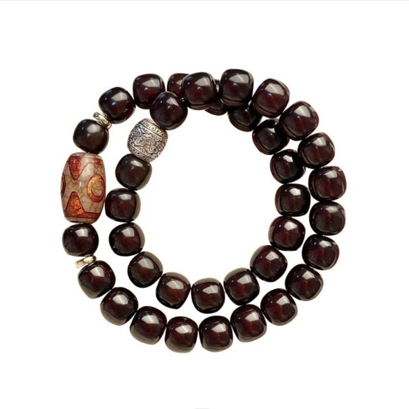 Old Natural Bodhi Root Beads 2 Layers Bracelet for Women Men Buddhist Buddha Mala Prayer Wood Hand Reduce Pressure Jewelry