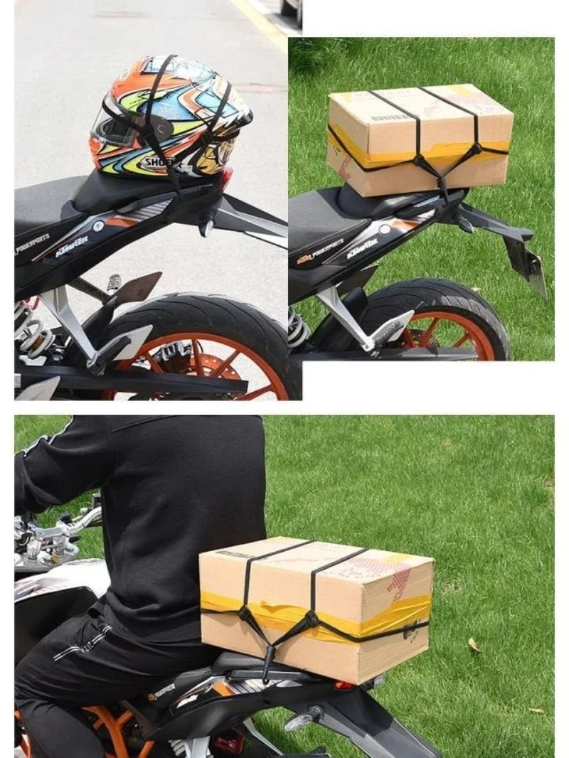 Dual-Size Motorcycle Helmet Strap (24"/90cm) - Retractable Bungee Cord with 2 Hooks for Luggage/Bike/Camping