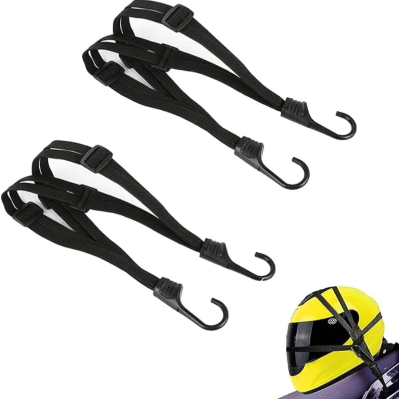 Dual-Size Motorcycle Helmet Strap (24"/90cm) - Retractable Bungee Cord with 2 Hooks for Luggage/Bike/Camping