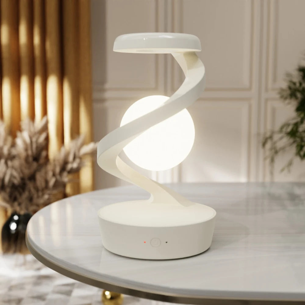 LED 360° Rotating Night Light With Wireless Charger Cordless Desk Lamp Rechargeable LED Levitating Night Light For Living Room