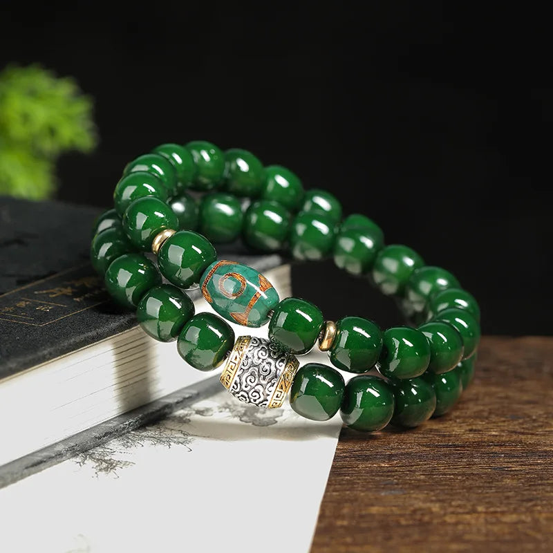 Old Natural Bodhi Root Beads 2 Layers Bracelet for Women Men Buddhist Buddha Mala Prayer Wood Hand Reduce Pressure Jewelry