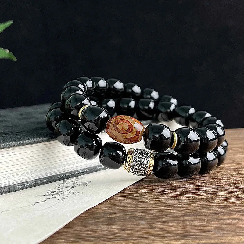 Old Natural Bodhi Root Beads 2 Layers Bracelet for Women Men Buddhist Buddha Mala Prayer Wood Hand Reduce Pressure Jewelry