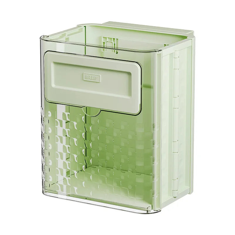 Kitchen Foldable Wall Mounted Waste Bins No-Punch Hanging Trash Can Large Capacity Wastebasket for Home Cabinet Storage Bucket