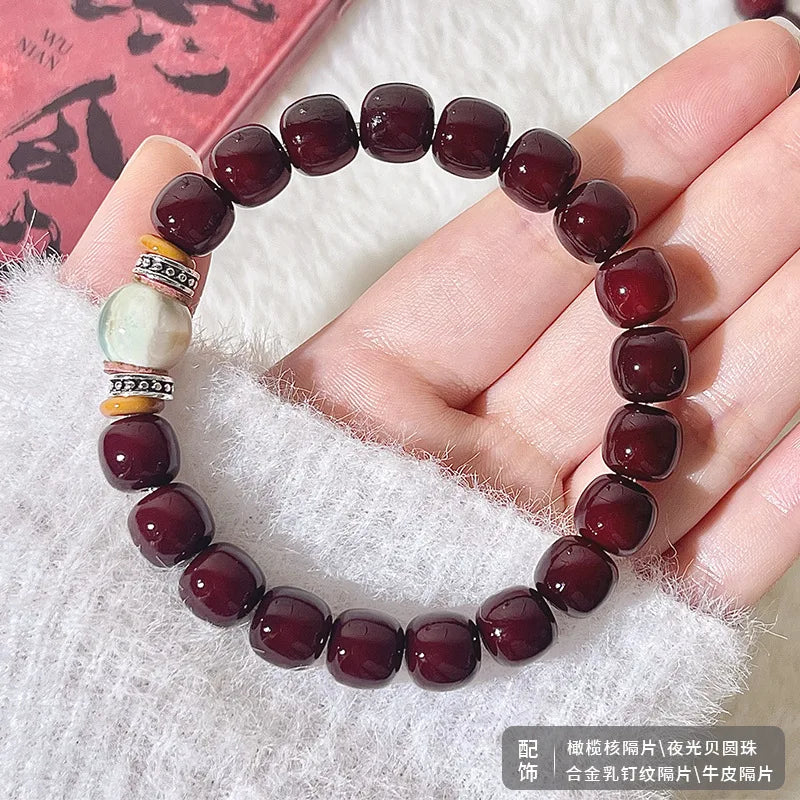 Old Natural Bodhi Root Beads 2 Layers Bracelet for Women Men Buddhist Buddha Mala Prayer Wood Hand Reduce Pressure Jewelry