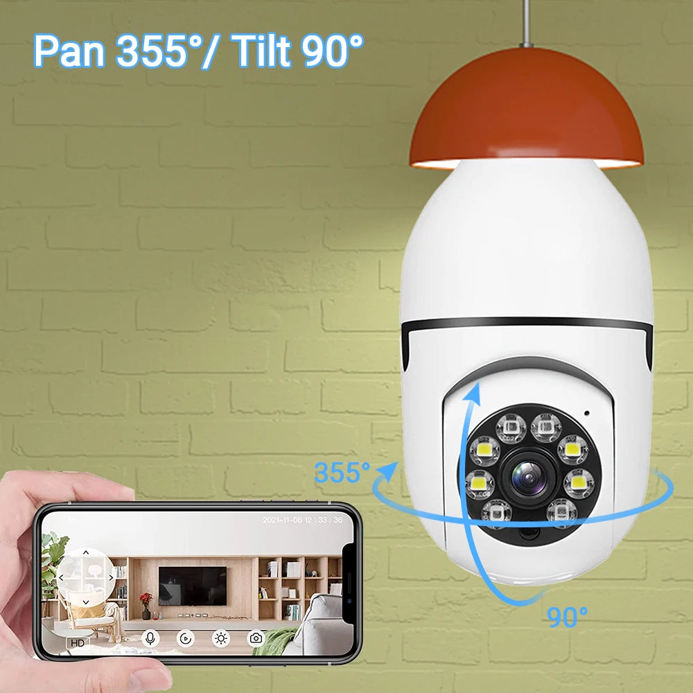 1080P ICSEE E27 Bulb Surveillance indoor Camera Baby Monitor Night Vision Full Color Lamp Cameras Two way Audio