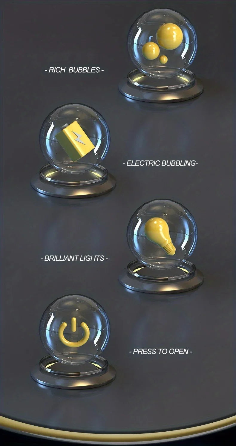 40-Hole Automatic Bubble Gun - Electric LED Light Up Toy for Kids, Handheld Bubble Machine Without Battery & Bubble Water