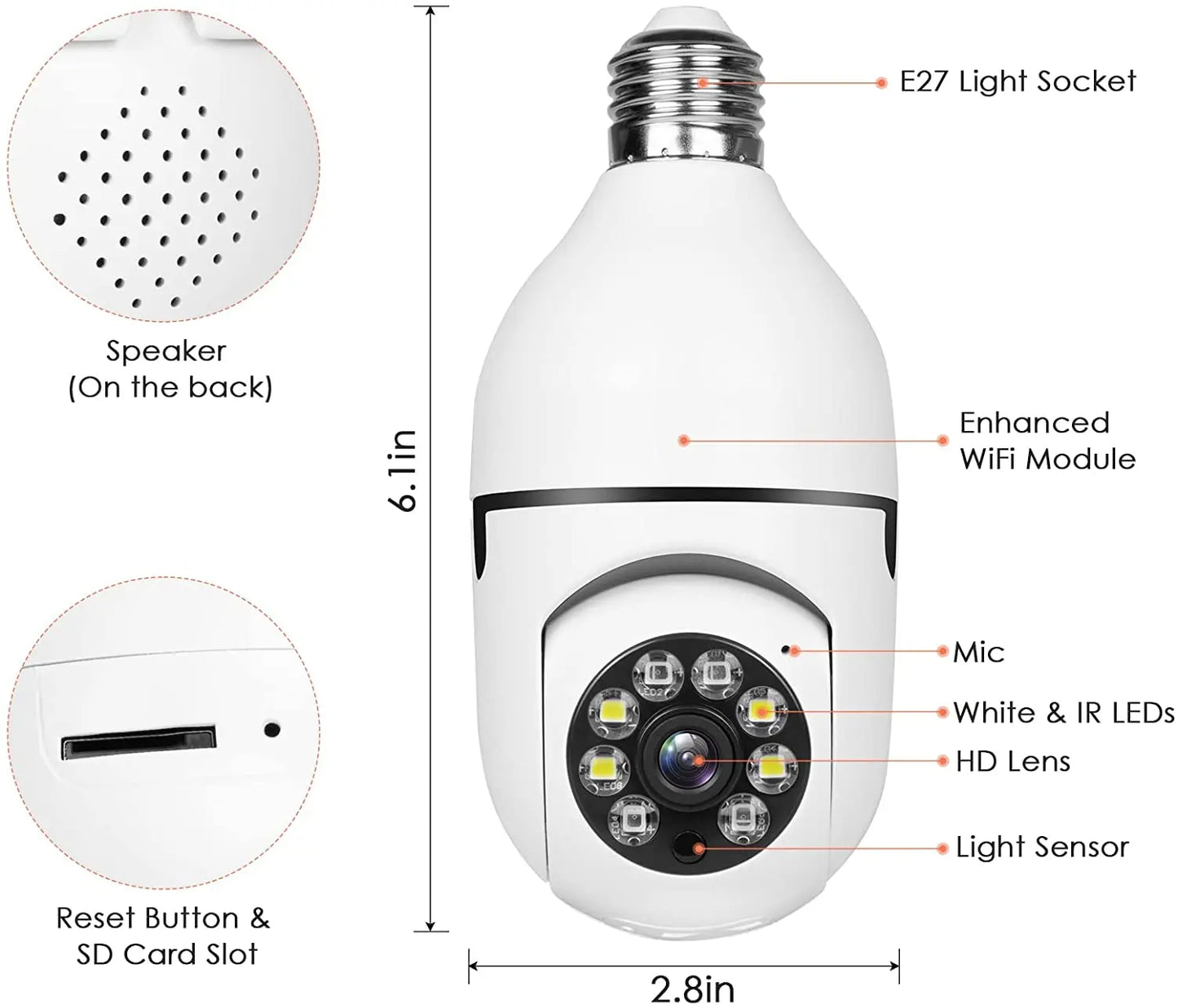 1080P ICSEE E27 Bulb Surveillance indoor Camera Baby Monitor Night Vision Full Color Lamp Cameras Two way Audio