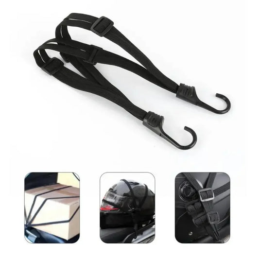 Dual-Size Motorcycle Helmet Strap (24"/90cm) - Retractable Bungee Cord with 2 Hooks for Luggage/Bike/Camping