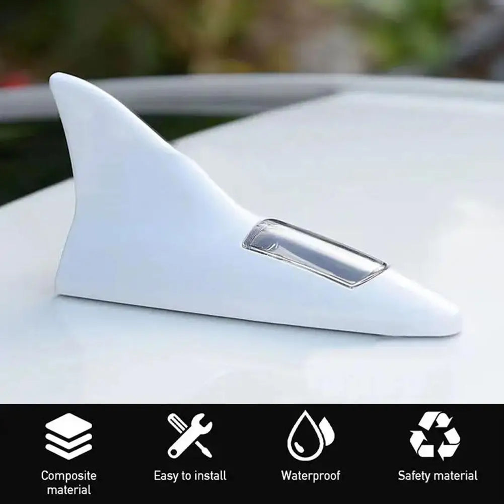 2024 New Universal Auto Car Led Warning Lamp Solar Powered Shark Fin Antenna Decorative Warning Signal Tail Light