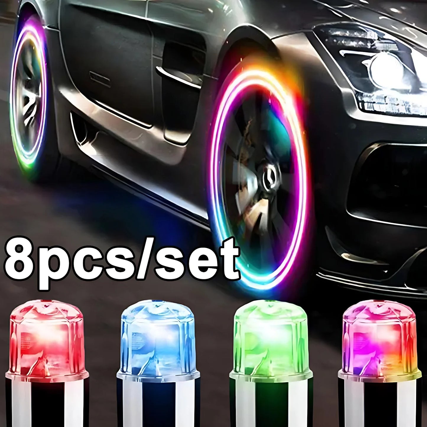 Tire LED Lights Bicycle Tire Valve Cap Lighting Motorcycle Bike Wheel Lamp Flash Lamps Colorful Road Cycling Lamp Accessories