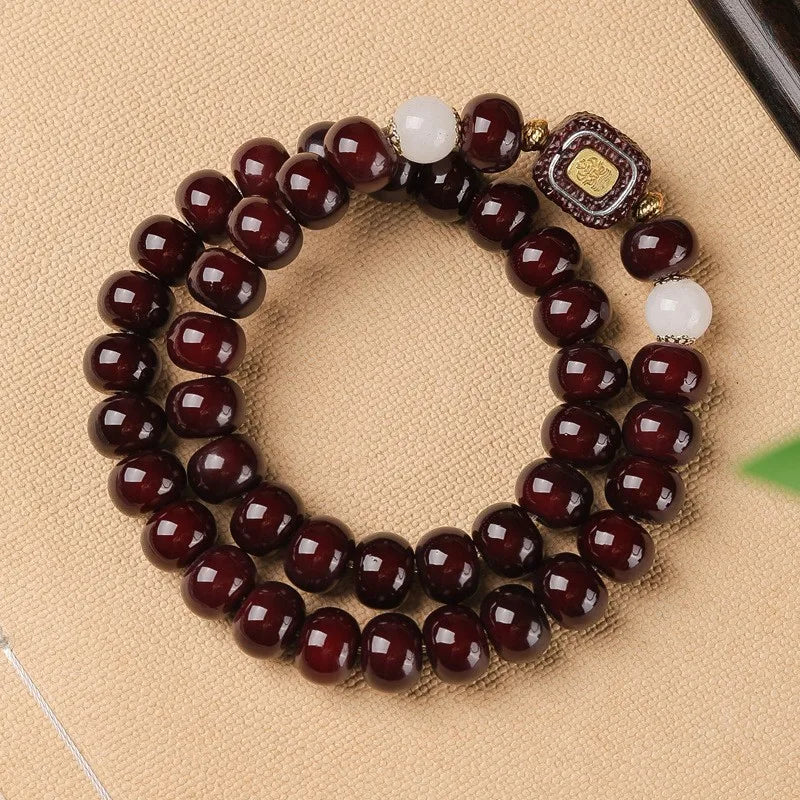 Old Natural Bodhi Root Beads 2 Layers Bracelet for Women Men Buddhist Buddha Mala Prayer Wood Hand Reduce Pressure Jewelry