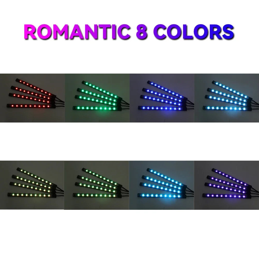 Neon Led Strip Car Interior Lighting Ambient Lights With USB Cigarette Lighter Backlight Music Control Auto Decoration Lights